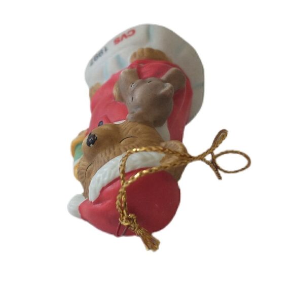 Vintage CVS Traditions Ceramic Ornament Teddy Bear Christmas 1997 Xmas Holiday - Picture 8 of 12